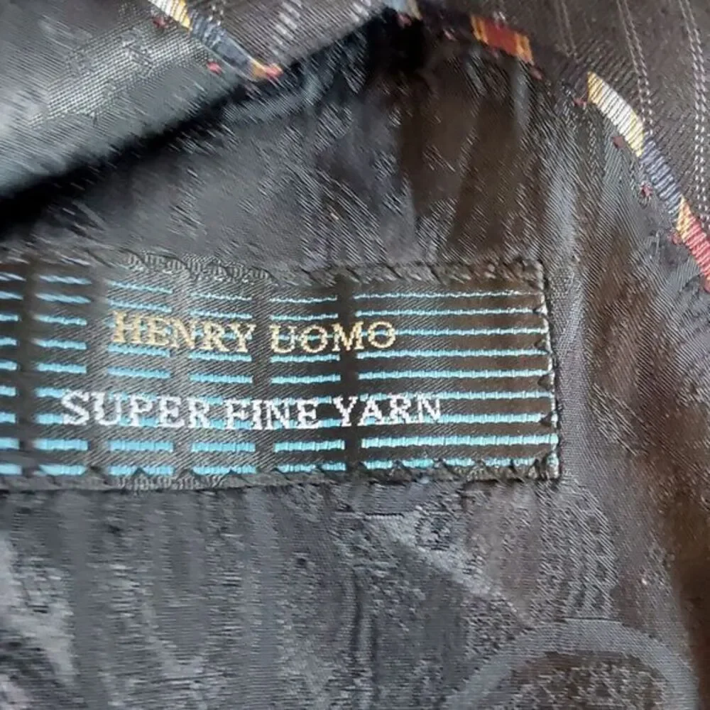 Henry‎ Uomo Men's Suit Blazer Sport Coat Jacket 40R Black Pinstripe Classic
